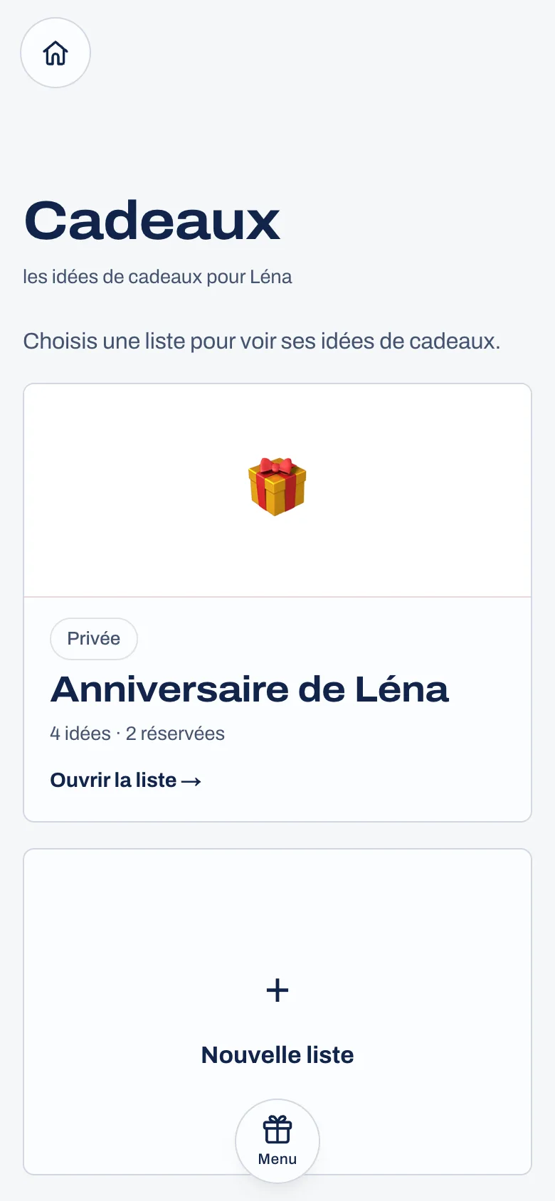 Idées de cadeaux, dans un carnet de démonstration